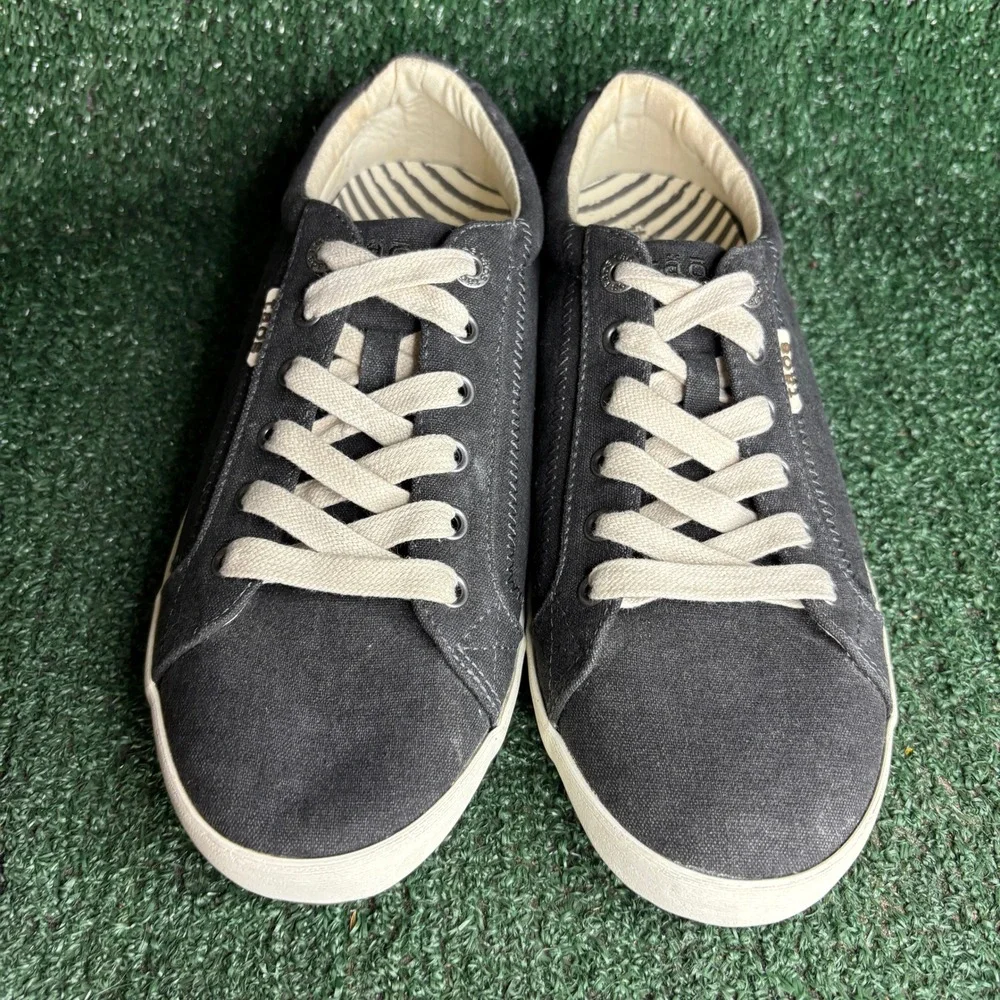 NEW Taos Star Canvas Lace Up Comfort Walking Sneakers Black Womens Size 9.5 Wide